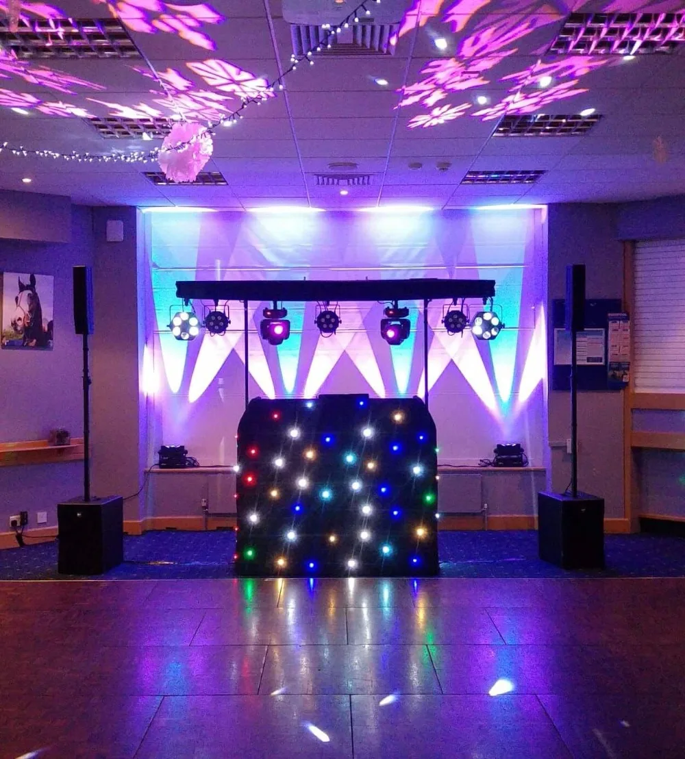 

Free shipping blue & white 300cm x 120 cm led star table cloth