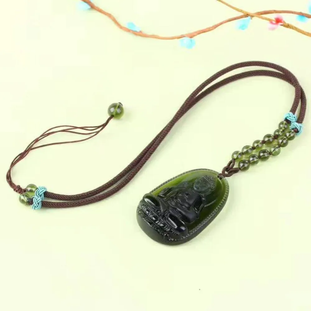 3 натуральный чешский moldavite зеленый аэролиты резные Будды Лаки Амулет подвеска