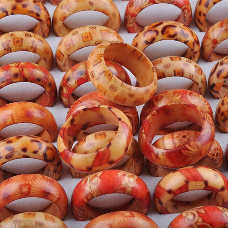 20 шт. оптовая продажа кольца из натурального дерева разные цвета модные