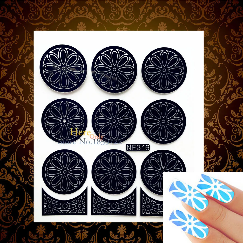 1 шт. DIY сетчатый цветок полый узор блестящий дизайн ногтей картина наклейка HJV210
