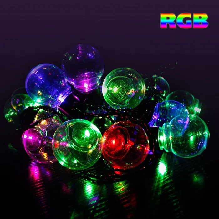 RGB 20Ft 6cm Bulb Globe String Lights With Clear Bulb Backyard Patio Lights Vintage Bulbs Decorative Outdoor Garland Wedding A1 - Испускаемый цвет: RGB