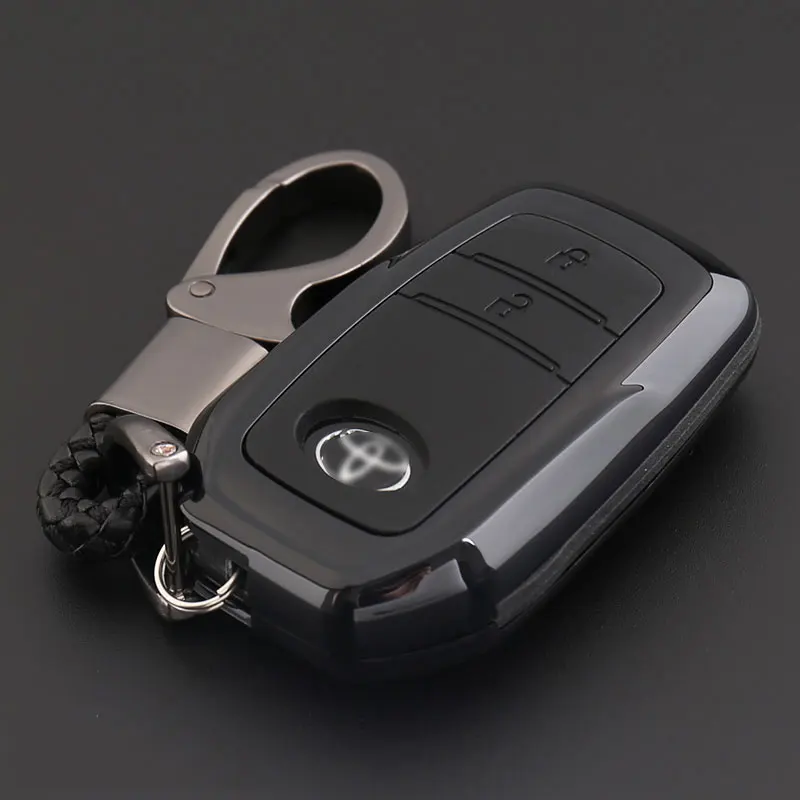 2 button Для Toyota Hilux Fortuner Land Cruiser Camry Coralla Crown RAV4 Highlander силикон из углеродного волокна чехол для ключей Fob shell - Название цвета: 2 button