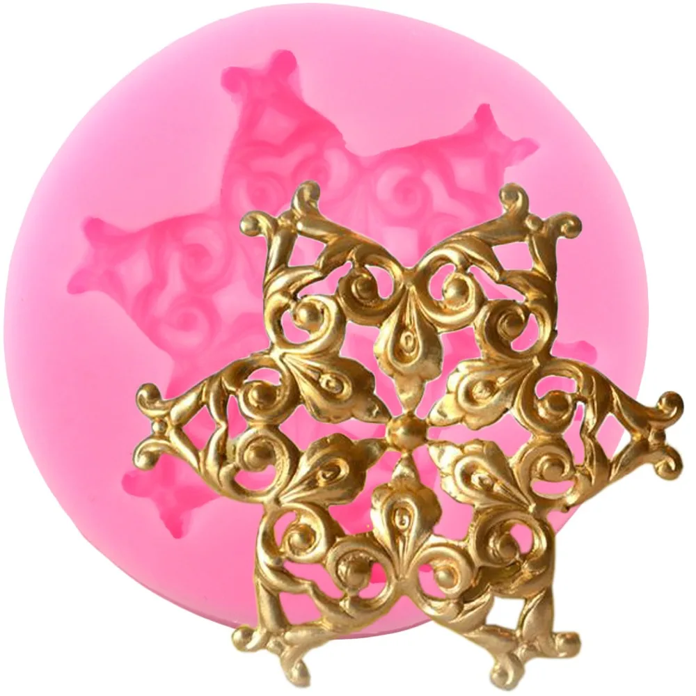 3D Звезда медальон силиконовая форма рельеф помадка торт украшение инструмент