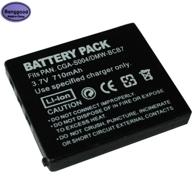 

3.7V 710mAh CGA-S004 S004A DMW-BCB7 CGA S004 Camera Battery Pack For Lumix DMC-FX2 DMC-FX7 DMC-FX2GN DMC-FX7S DMC-FX7W DMC-FX2B