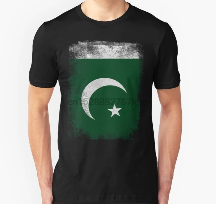 Мужская футболка с коротким рукавом флагом Пакистана винтажная рубашка принтом