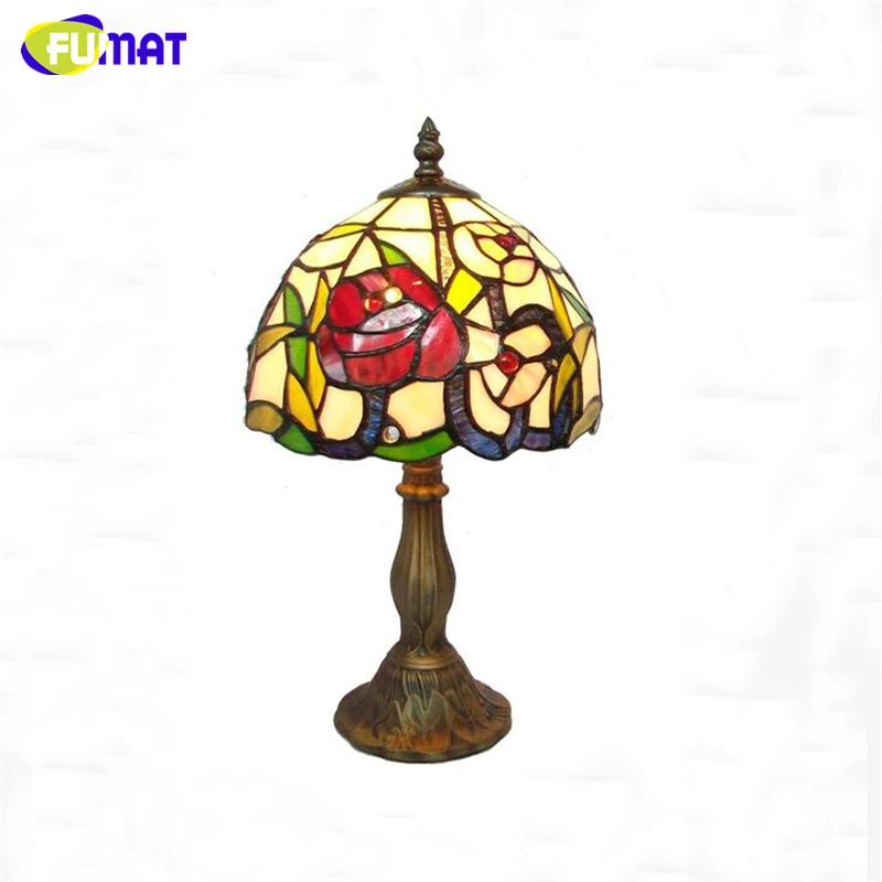 Фумат витражная настольная лампа роза бутон узоры освещение для гостиной