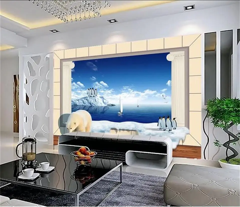 3d фото обои на заказ Размер Фреска гостиная полярный медведь картина с