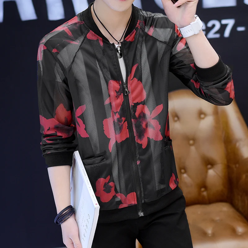 Летние новые куртки мужские модные 2019 с принтом Slim Fit дышащий Защита от солнца