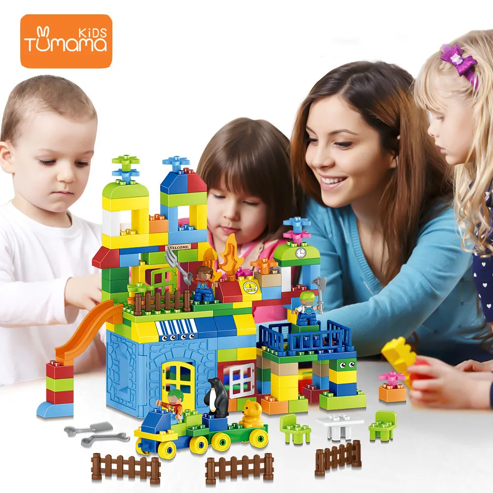 Tumama 160 шт. самоблокирующиеся кирпичи совместимые Legoed Duploed блоки для детей большой