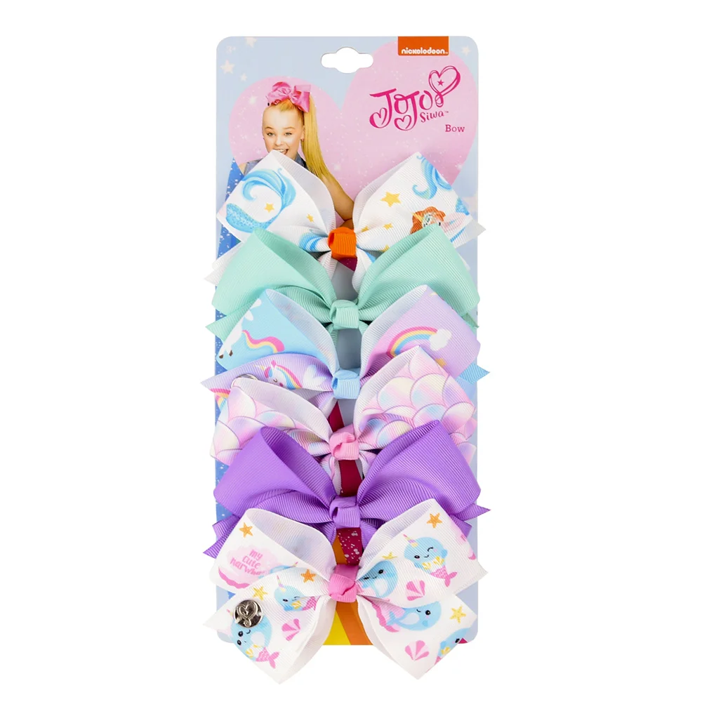 11 6 шт./компл. JoJo Луки Jojo Siwa с принтом радуги, с ленточкой завязанной бантиком, с бантом для девочек, ручная работа Изысканная заколка для волос Детские аксессуары по уходу за волосами - Цвет: 11
