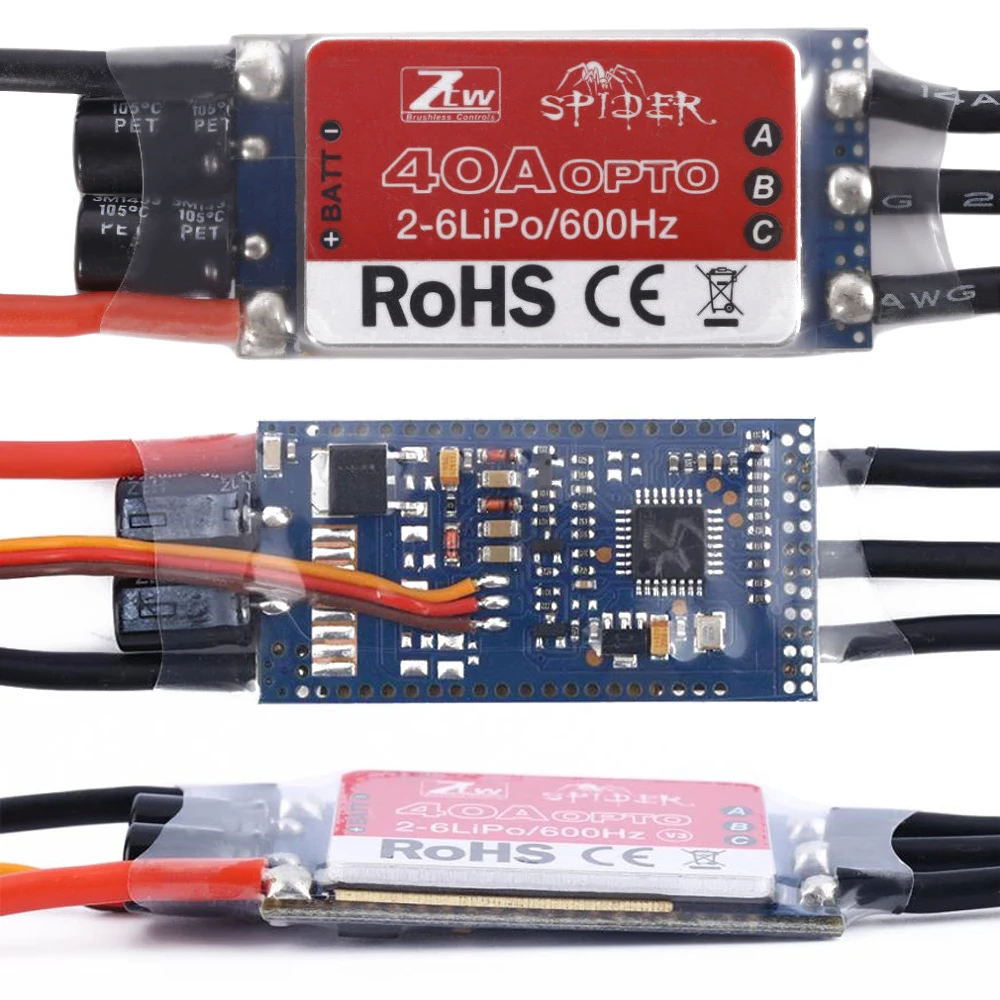 4 шт./лот ZTW Spider Series 20A 30A 40A OPTO 2-6S 600 Гц SimonK бесщеточный контроллер скорости для