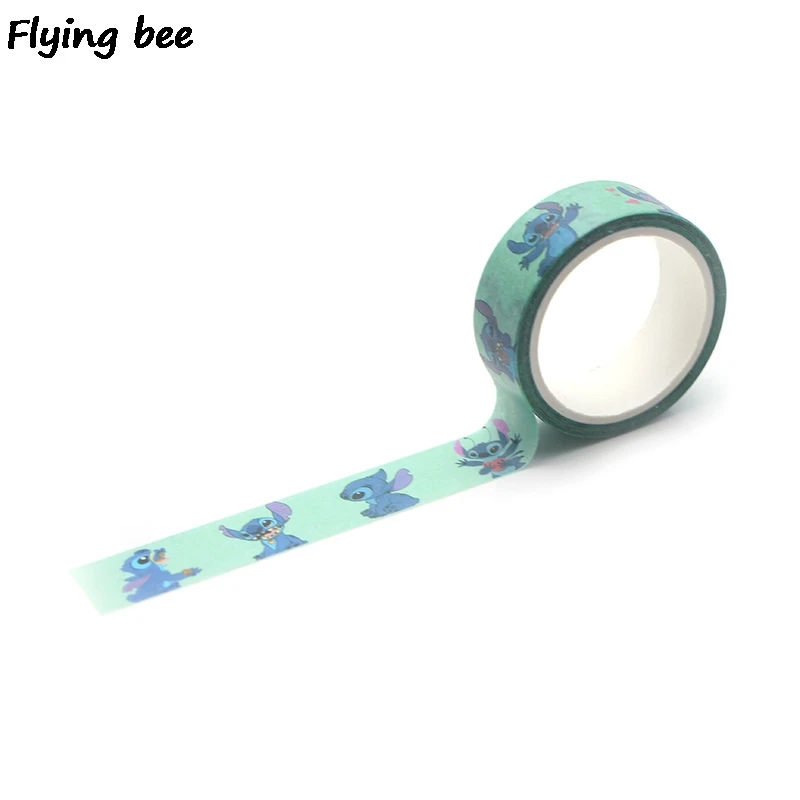 Flyingbee 15 мм X 5 м стежка васи лента бумага DIY декоративная клейкая лента канцелярские Мультяшные маскирующие Ленточные принадлежности X0298
