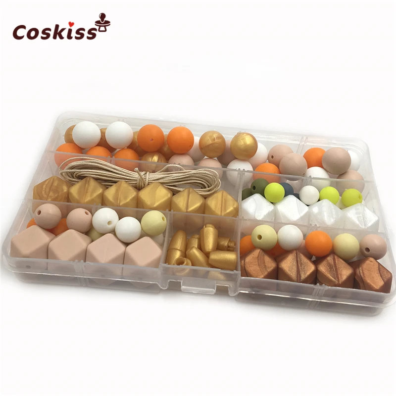 DIY силиконовые Детские Прорезыватели набор колье золотой кофе кристалл белый