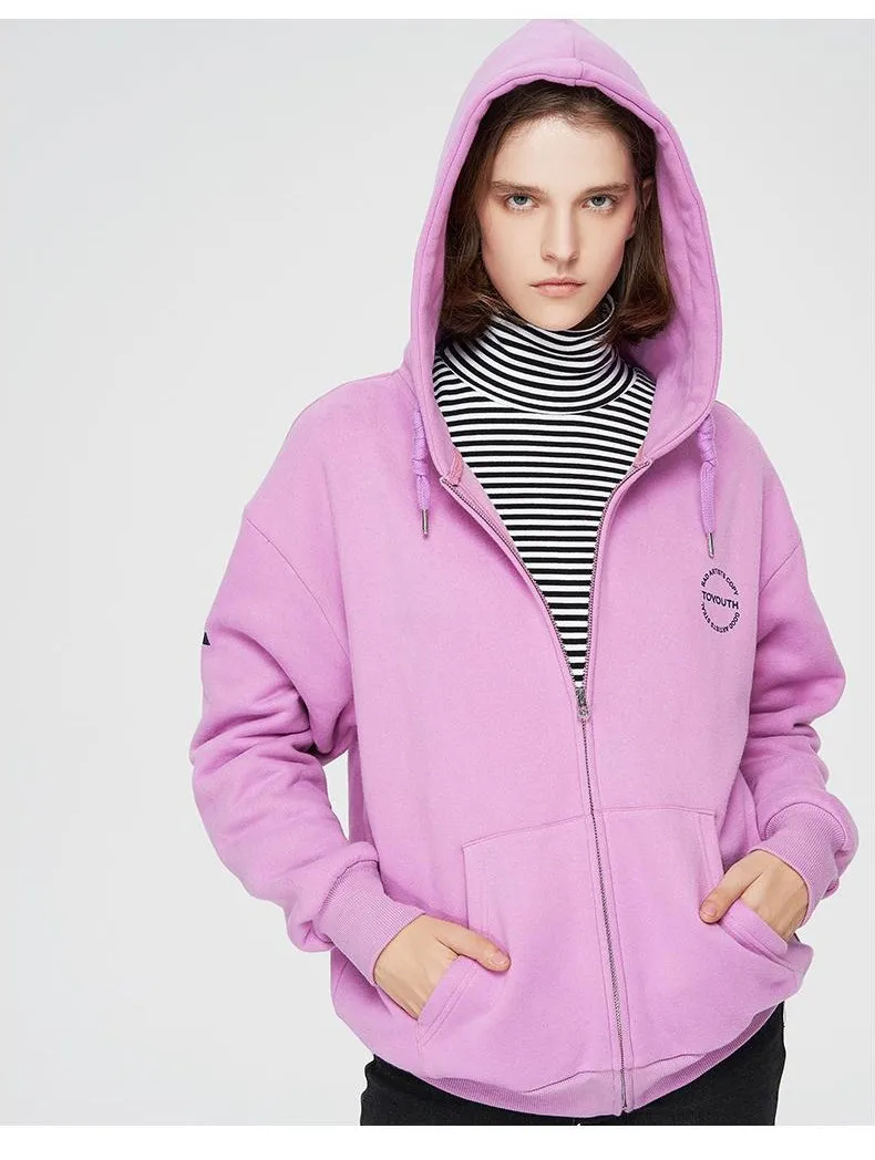 Toyouth Осень корейский сплошной Zip-up Для женщин толстовка свободные Повседневное карман кардиган толстовки Moletom Feminino Bluzy Damskie