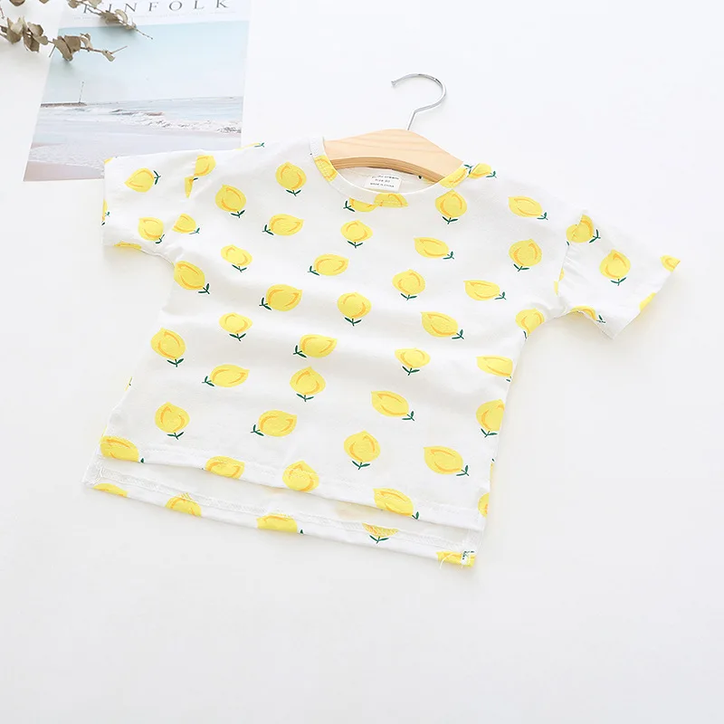 Леопардовая одежда для маленьких девочек летняя 2019 с принтом фруктов лимона