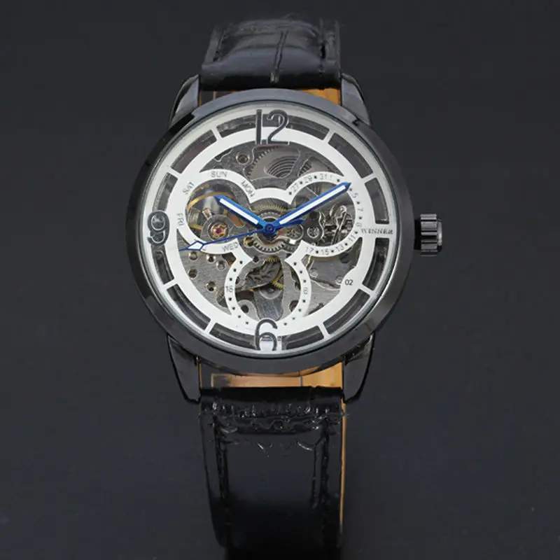 

Winner Mens Watches Automatic Mechanical Watch Self-Wind Clock Leather Strap Casual Business Wristwatch Relojes Hombre