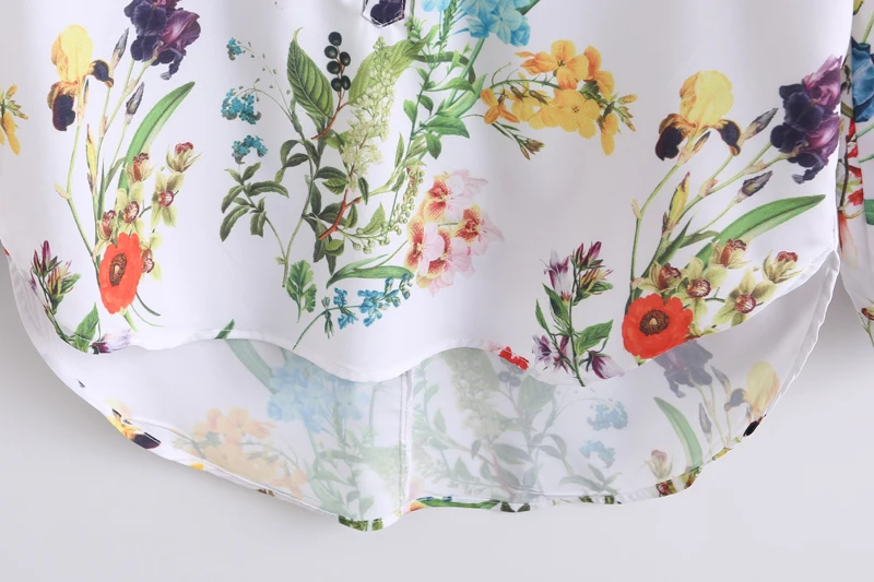 

European Style 2021 Spring New Arrival Women Stylish Casual Floral Print V-neck Shirt, Female Long Sleeves Tops Chiffon Blouse