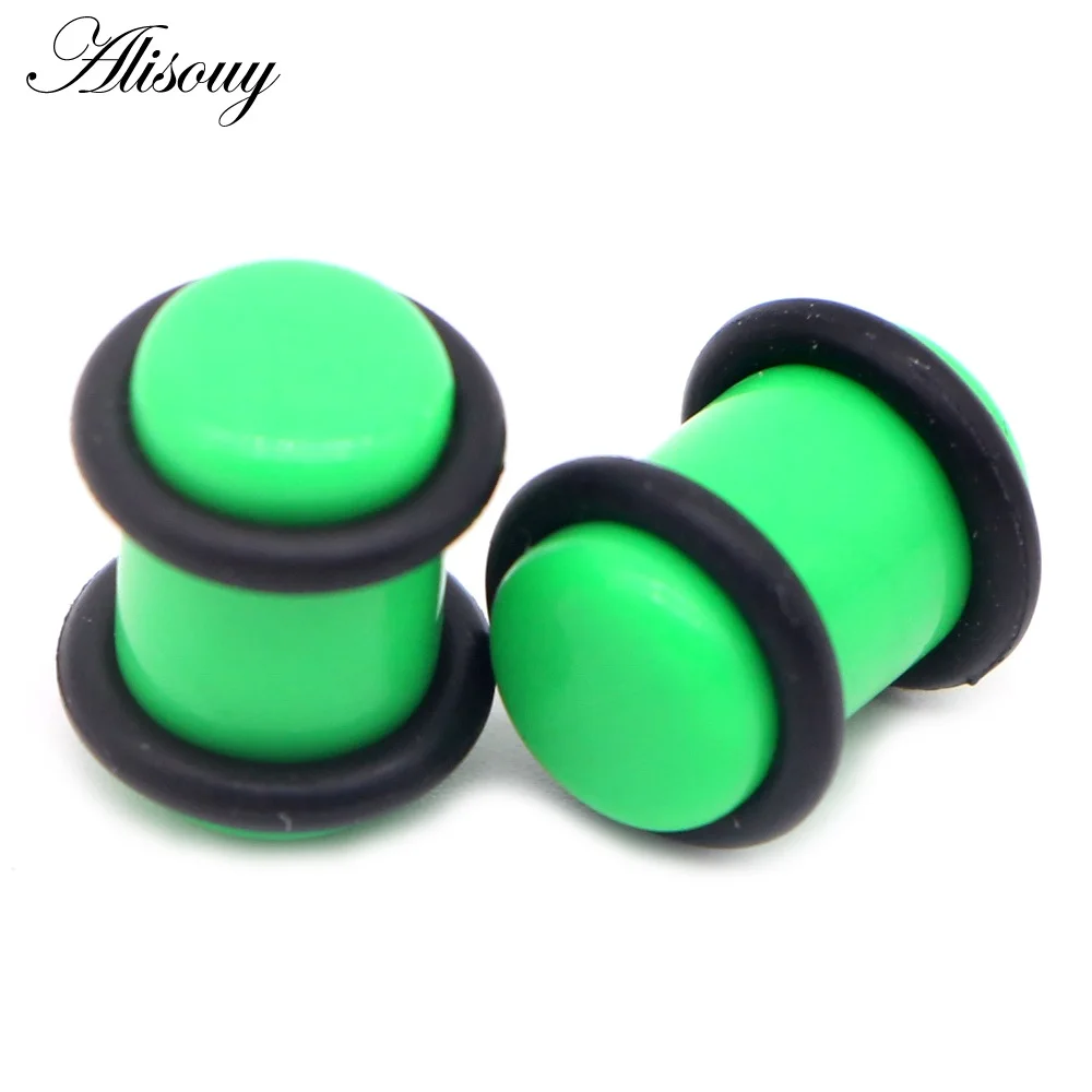 Grass Green Alisouy, 2 шт., акриловый, УФ, для ушей, костяная пробка, для уха, туннель, пирсинг, экспандер, носилки, 12 цветов, для мужчин и женщин, пирсинг, ювелирные изделия, 1,6 мм-10 мм - Окраска металла: Grass Green