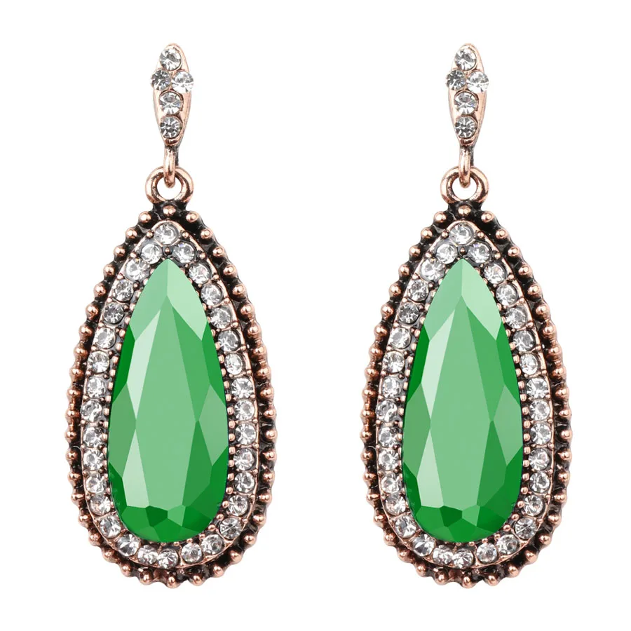 earring Kinel модные индейки Ювелирные наборы красная капля воды кристалл кулон ожерелье и серьги для женщин Свадебные Винтажные Ювелирные Изделия - Окраска металла: earring