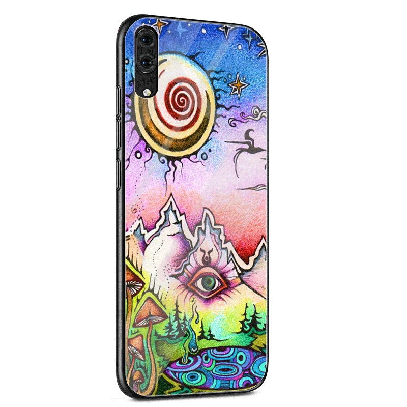Hippie Psychedelic Glass Case TPU For Huawei P30 P10 P20 P Smart Mate 10 20 Lite Pro Y6 Y9 Honor 7A 8X | Мобильные телефоны и