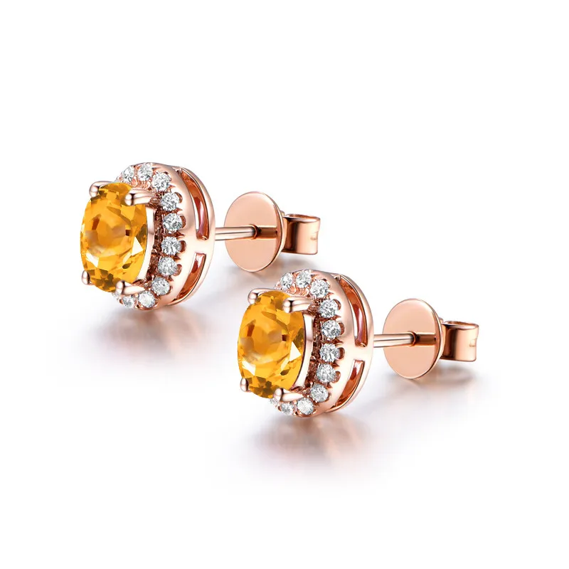 AINUOSHI, натуральный цитрин, серьги-гвоздики, 4ct, овальная огранка, драгоценные камни, вечерние, для помолвки, для женщин, ювелирное изделие, розовое золото, Цвет 925, серебряные серьги-гвоздики