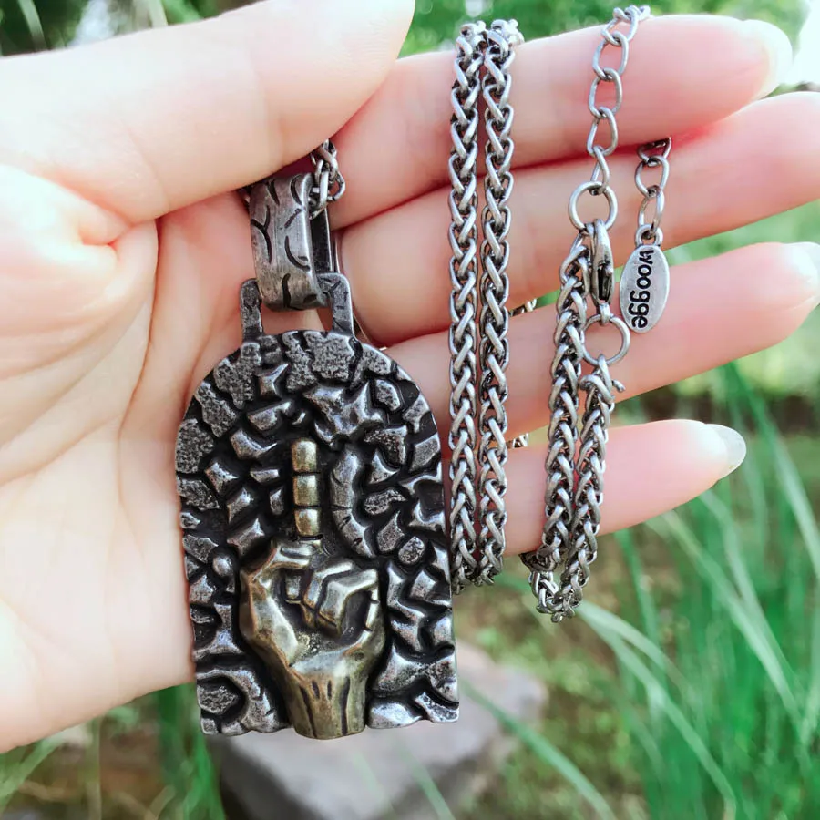 Collares Largos De Moda 2018 модная Ювелирная цепочка трещины средний палец камень ожерелье