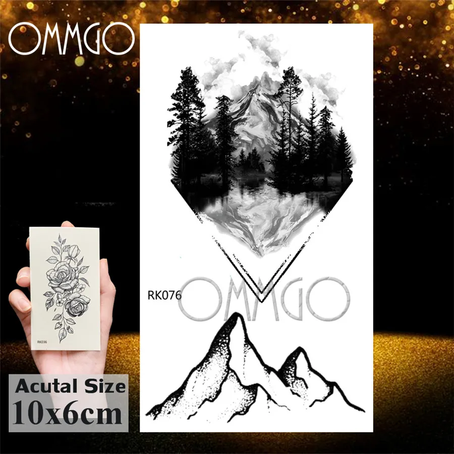 Геометрические круглые лоси OMMGO Временные татуировки наклейка олень лес черная