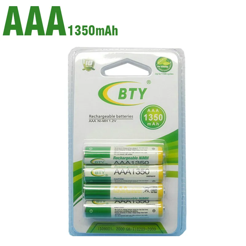 Оригинальный перезаряжаемый аккумулятор 4 шт./лот BTY AAA Ni MH 1 2 в 1350 мАч для