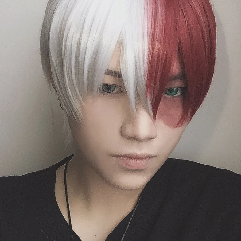 Высокое качество My Hero Academy Boku no Hiro Akademia шото Тодороки Shouto парики серебристый, белый и красный косплей парик+ парик колпачок