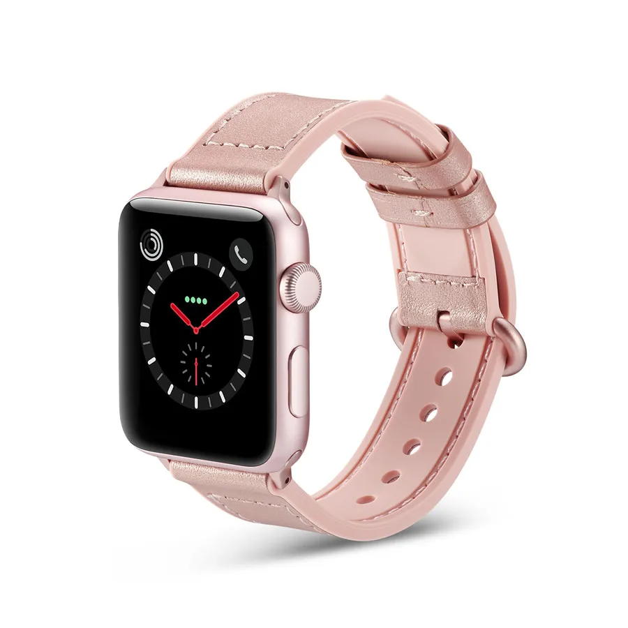 Модный силиконовый кожаный ремешок для iWatch Series 5 4 3 2 1 часов 38 42 мм Apple Watch Edition 40 44