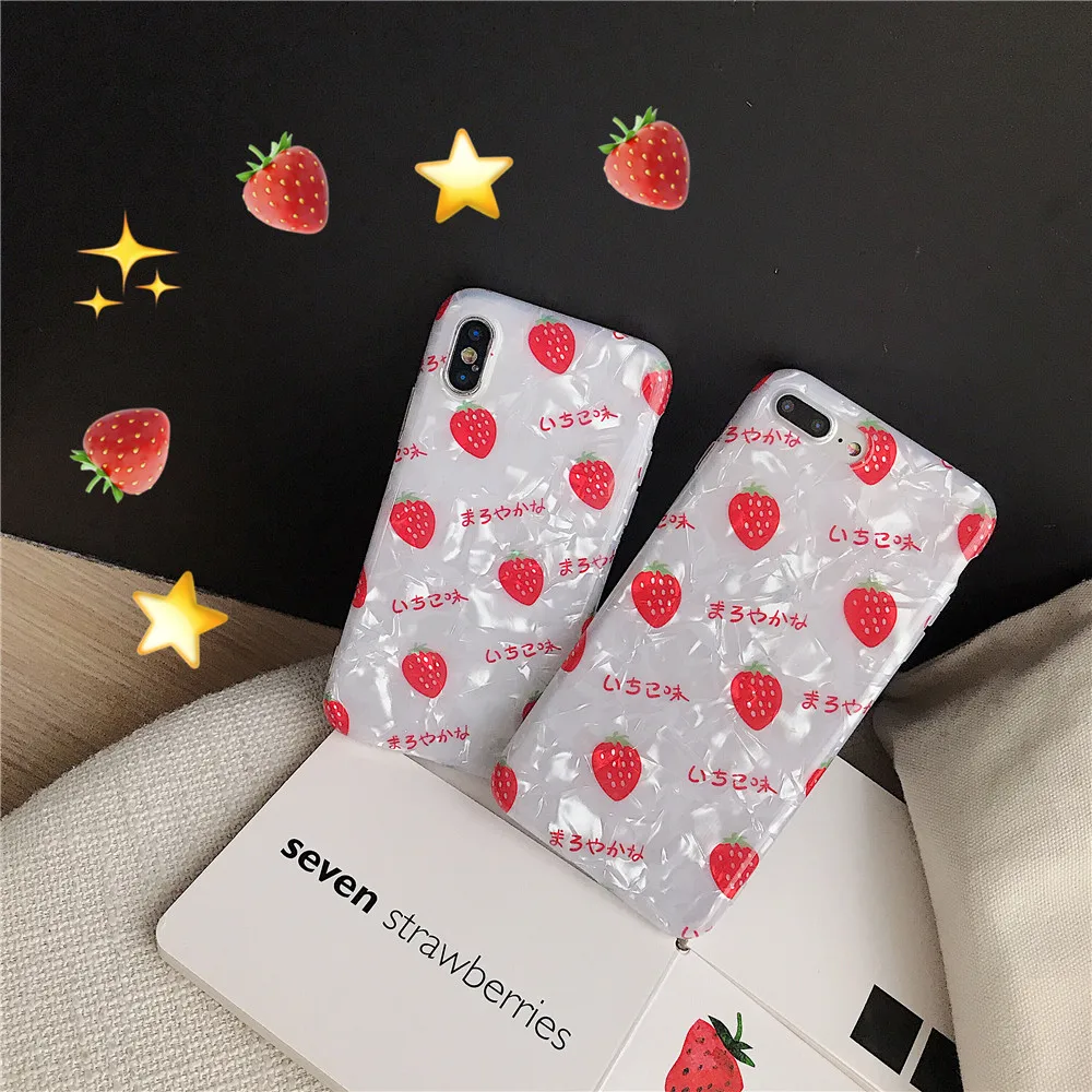 Мягкий чехол для iPhone X XS Max XR с рисунком клубники Модный 7 8 P 6 6s Plus простые защитные