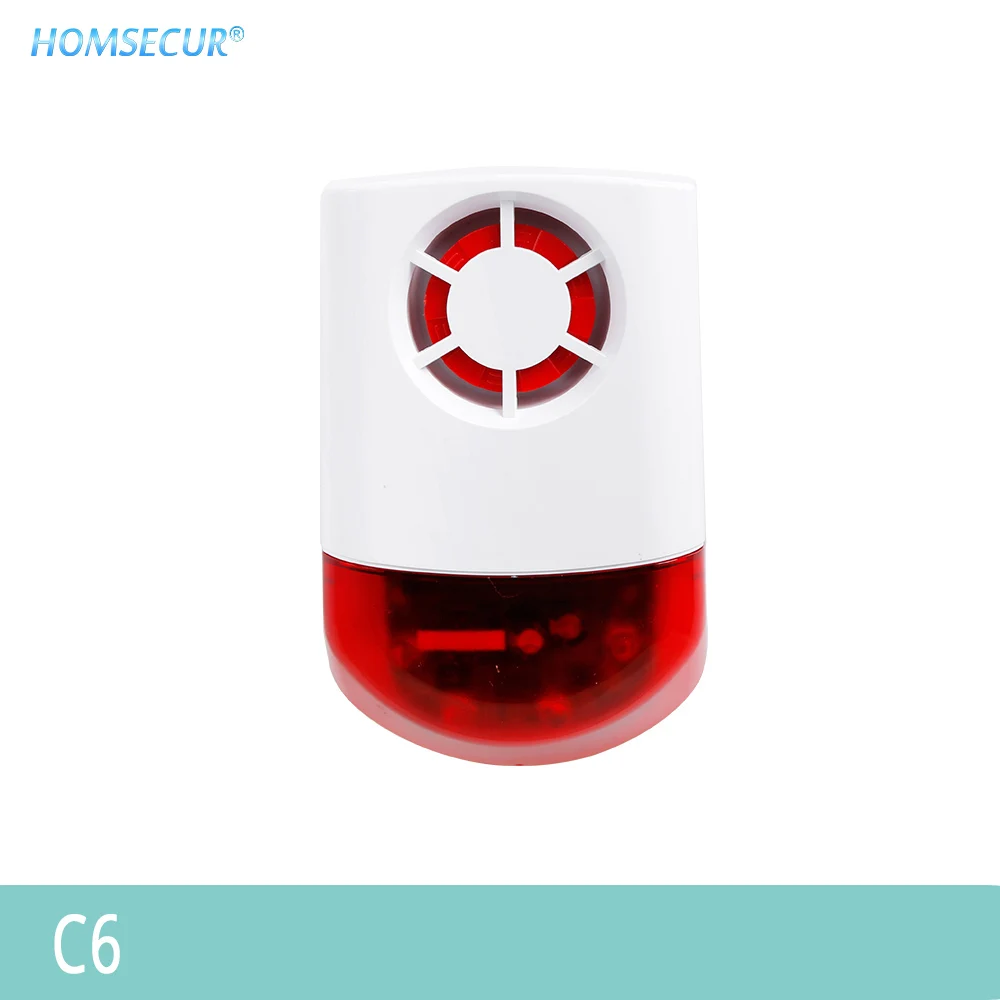 Homsecur беспроводный стационарный/PSTN домашний дом сигнализация+ PIR+ 5* датчик двери для пожилых - Цвет: C6 Red Flash Siren