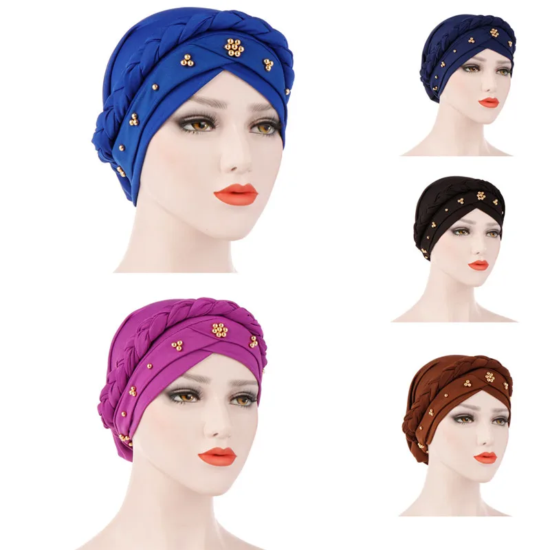 

Новая Кепка Chemo, мусульманский тюрбан, эластичная шляпа, оплетка, хиджаб, кепка для головы, обертывание волос, жемчуг, шарф, молочный Шелковый...