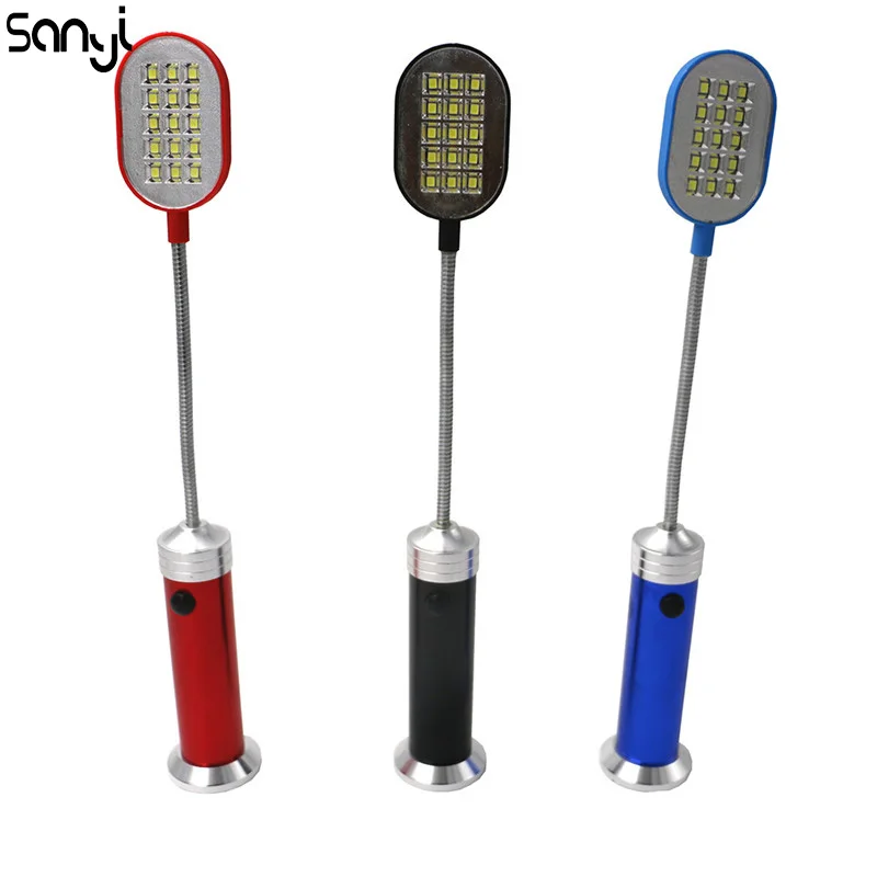 Фонарик SANYI 15 SMD светодиодный гибкий для чтения вращение на 360 градусов магнитный