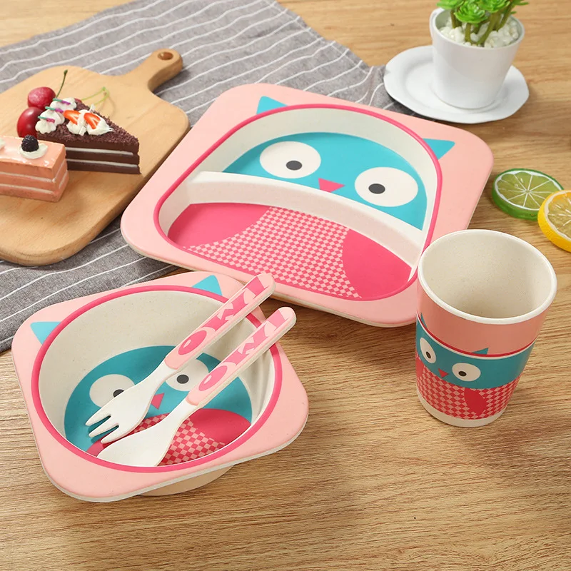 5 шт./компл. детские столовые приборы комплект с принтом &quotRobot Poli&quot пластина для