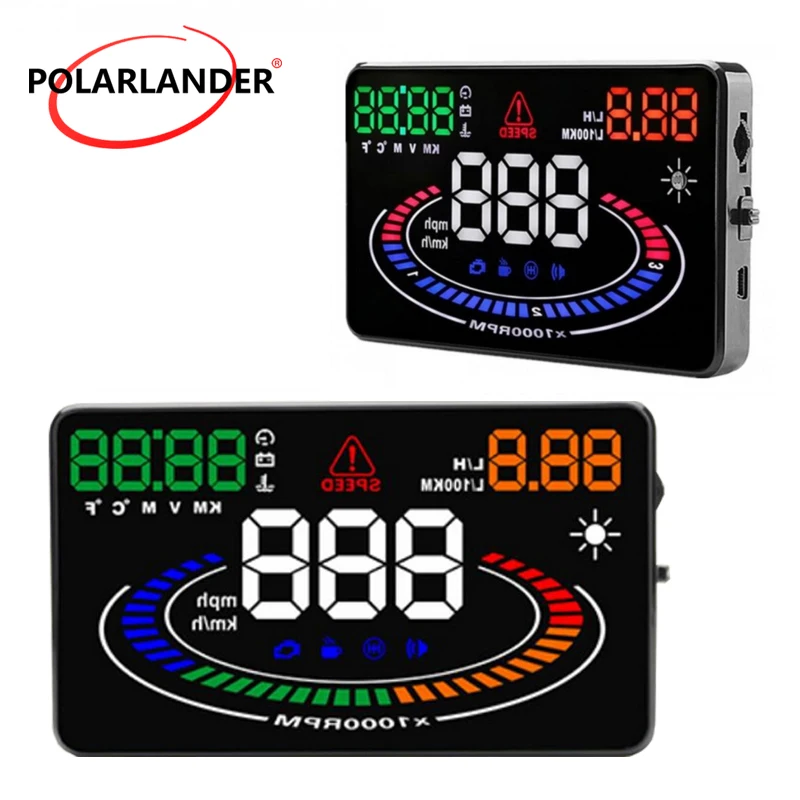 

Over Speed Alarm Reflection Head Up Display OBD2 Interface HUD Car OBD II Driving GPS E300 Auto Projector 5.5 Inch Screen