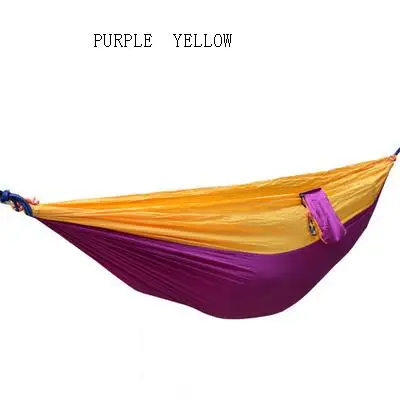PURPLE YELLOW Двойной гамак для кемпинга, гамак для выживания, Парашютная ткань, портативный гамак для двойного человека, гамак с парашютом, 260*140 см - Цвет: PURPLE YELLOW
