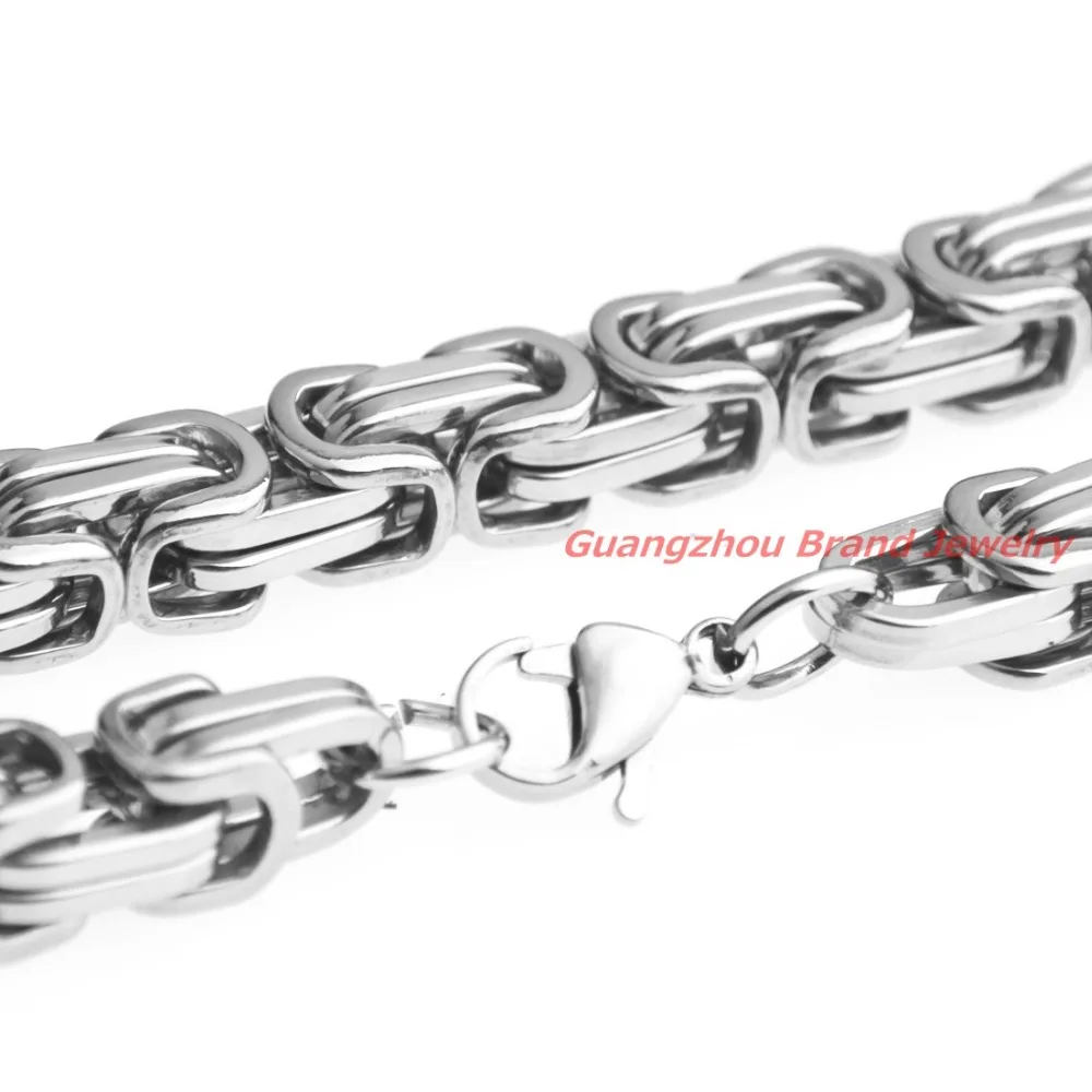 

Fashion Cool Jewelry GIFT 8mm Silver color Stainless Steel Byzantine Box Chain Men's Boy's Necklaces High Quality Never Fade
