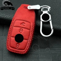leather car key cases for mercedes benz new e class e200 e260 e300 e320 w213 3 keyless remote key button bag shell fob cover