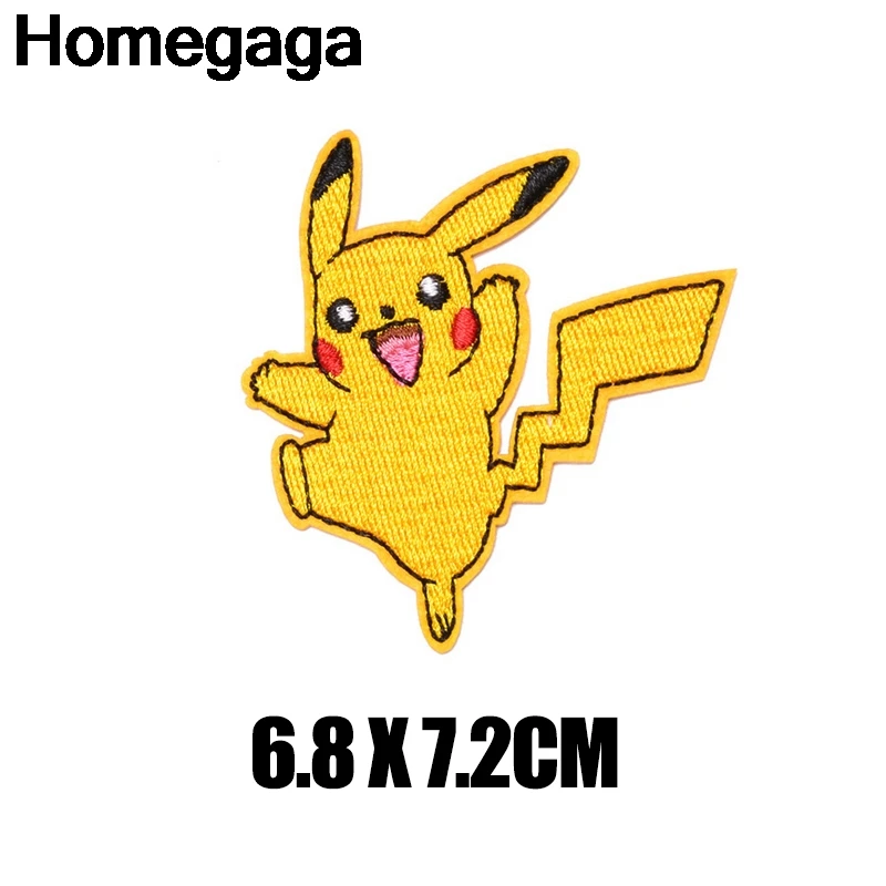 1 Homegaga Pocket monster Pikachu аппликационные заплатки Сделай Сам Утюг на обуви джинсовая сумка Одежда наклейки в стиле панк вышитые значки D2226 - Цвет: 1