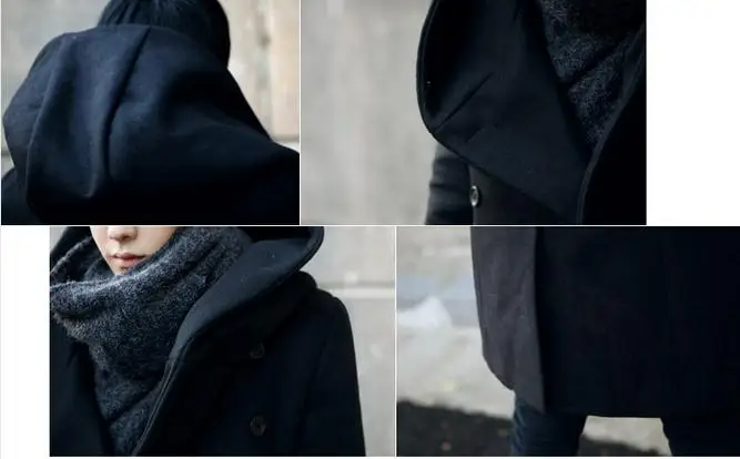 

European American Men Fall And Winter Woolen Coat Jacket Korean Fashion Men Hooded Windbreaker Jacket double-breasted Coat