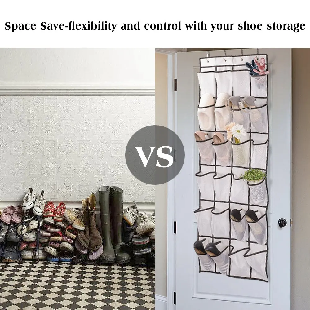 Подвесная полка для обуви с 24 карманами над дверью белая Подставка детской