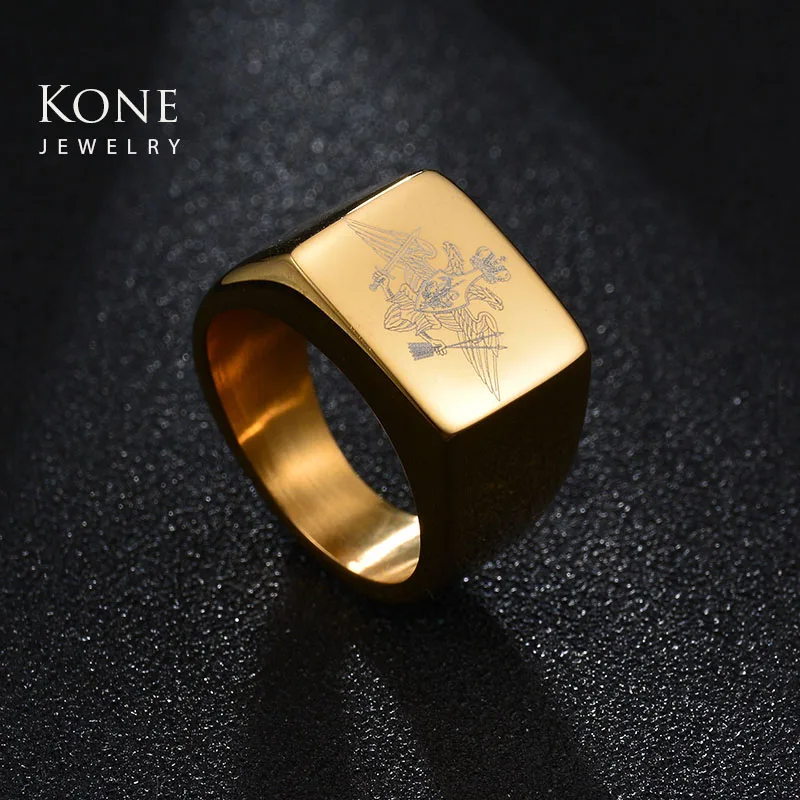 Высококачественное полированное кольцо-миди из нержавеющей стали с орлом Land Force