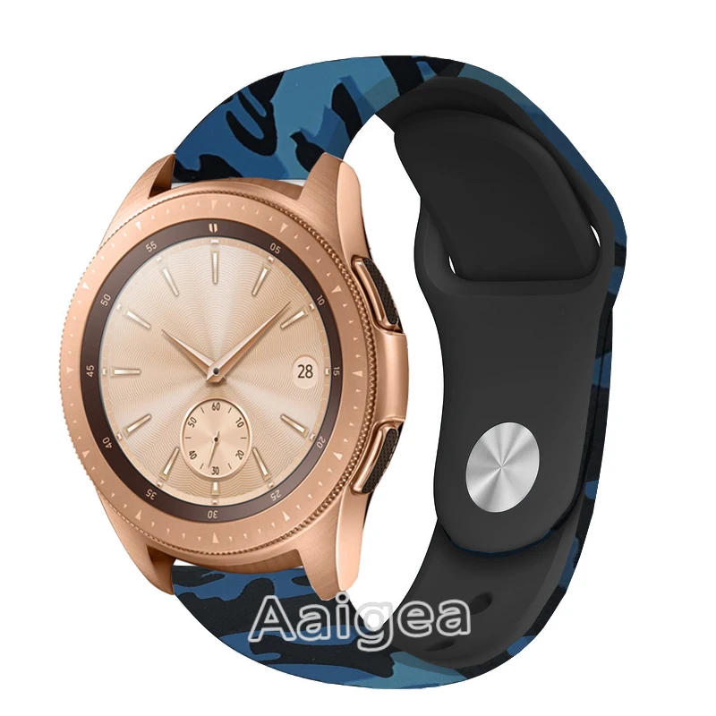 Camouflage blue Модный силиконовый ремешок для часов, ремешок для samsung Galaxy Watch, 42 мм, сменный мужской спортивный Камуфляжный ремешок на запястье, мужской женский браслет - Цвет ремешка: Camouflage blue
