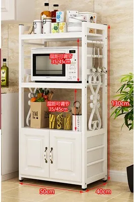 4 Layers length 50cm Многослойные европейские стеллажи для микроволновой печи, Многофункциональные бытовые напольные шкафы для хранения духовки, кухонная стойка - Цвет: 4 Layers length 50cm