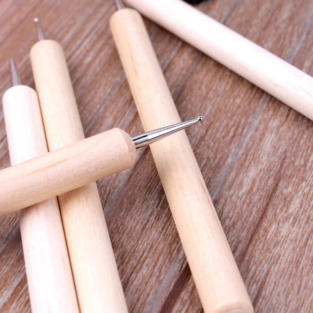 

5Pcs/Set Pro 2-Way Wooden Nail Art Dotting Dot Pen Painting DIY Design Manicure Tools Decoration for UV Gel Drawing New