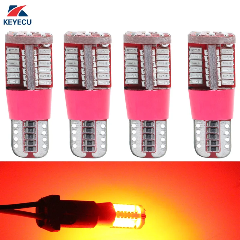 

KEYECU 4 шт. 6000k T10 W5W Клин 3014 57SMD ярко-красные светодиодные лампы для салона автомобиля наружные парковочные боковые габаритные огни