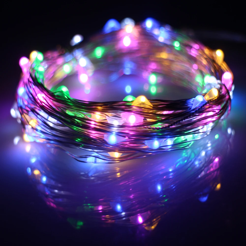 10 м 33 фута 100 led USB наружная светодиодная Серебряная проволочная гирлянда