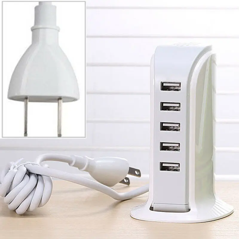 США Мульти 5 USB Порт настольный быстрое зарядное устройство башня зарядная станция адаптер питания 30 Вт - Тип штекера: США