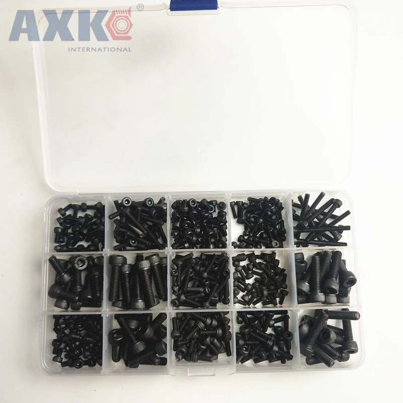 AXK 60 шт./кор. M5 комплекты винтов винт с шестигранной головкой DIN912 черные стальные